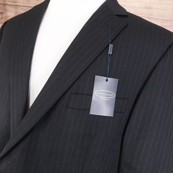 NWT PRONTO UOMO PLATINUM STRIPED SUIT JACKET MENS SIZE 44 X-LONG NEW! WOOL - Picture 2 of 8